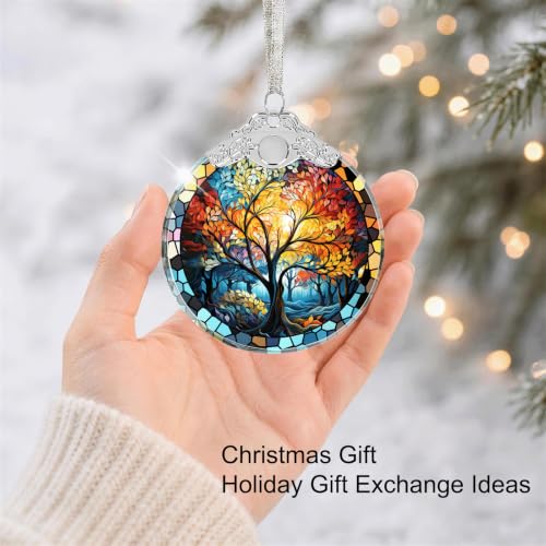 Aestas Tree of Life Crystal Glass 3" Hanging Ornament - Christmas Decor Gift & Keepsake (Tree of Life Variant)