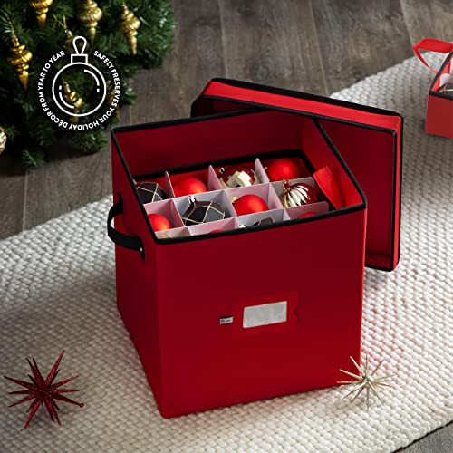 Christmas Ornament Storage Box for 64 Ornaments with Adjustable Trays
