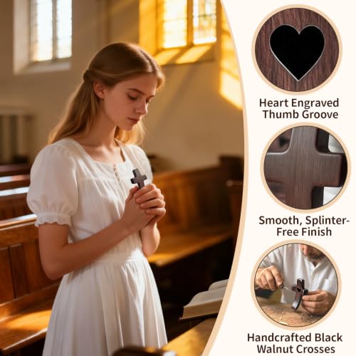50Pcs Wooden Cross Fidget Toys with Organza Gift Bags Christian Stress Relief Religious Gifts for Faith & Encouragement