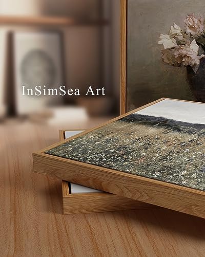 InSimSea Vintage Framed Canvas Wall Art Meadow Flowers Landscape 24"x36"
