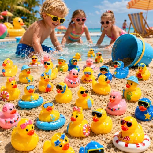 120 Mini Resin Ducks - Summer Beach Decor & Party Accessories