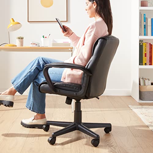 Mid-Back Padded Office Desk Chair, Adjustable Height and Swivel, Black