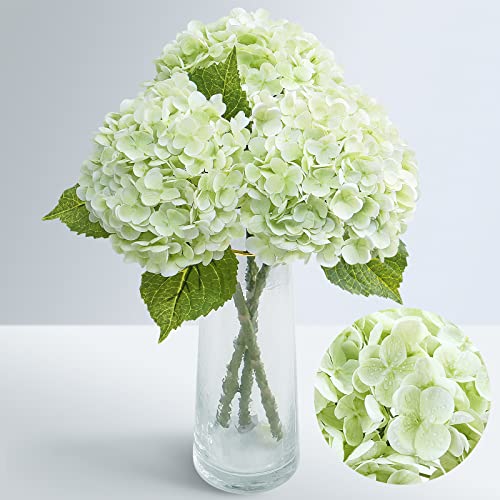 21" Real Touch Hydrangea Artificial Flowers - 3 Pcs Latex Faux Floral Arrangements for Home Decor, Weddings, and Parties