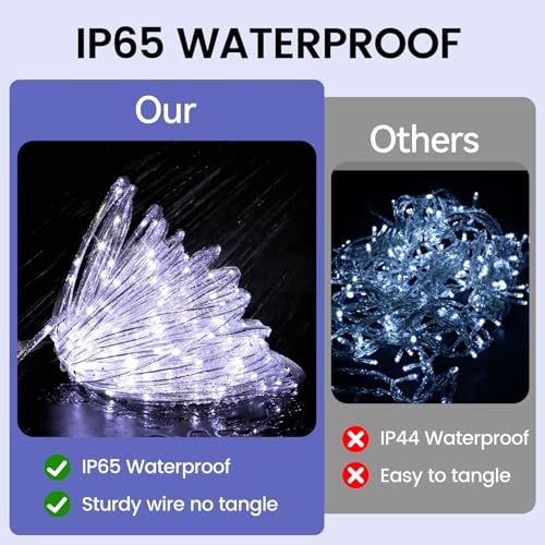 100ft LED Rope Lights, Waterproof Flexible String Lights with 8 Modes