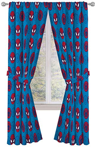 Kids Superhero Adventure Window Drapes, 84-Inch Curtain Set with Tiebacks
