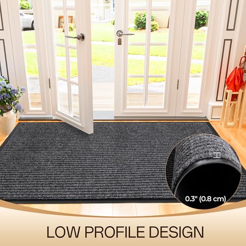 3'x5' Heavy Duty Front Door Mat, Non-Slip Waterproof Entrance Rug for Entryway