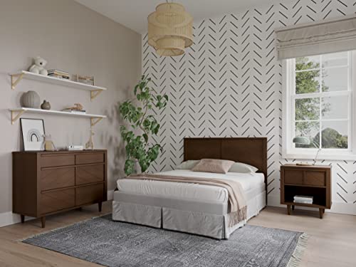 Mid-Century Modern Nursery Nightstand with Drawer and Open Shelf, 23-Inch
