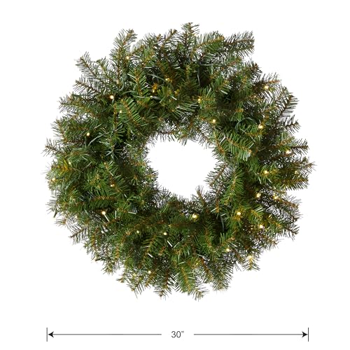 30-Inch Pre-Lit Norwood Fir Artificial Christmas Wreath - Indoor/Outdoor Holiday Decor