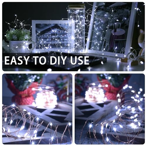 50 Pack White Fairy Lights Battery Operated 7ft 20 LED for Mason Jars & Centerpieces (50, White) Chzk