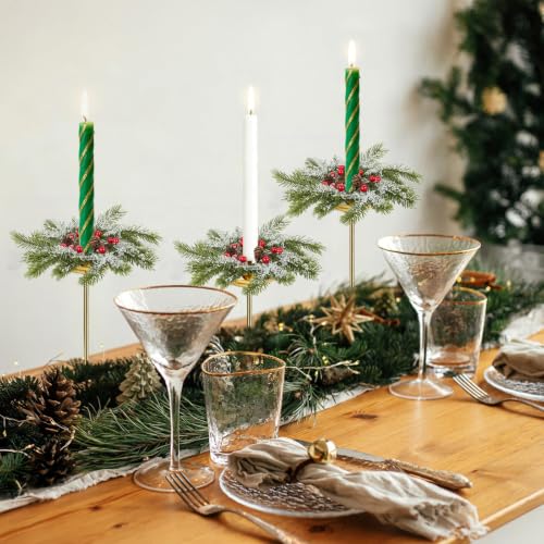 YLOLUL 6-Piece Christmas Taper Candle Ring Set 1.38