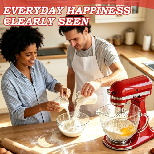 5-Quart Glass Mixing Bowl with Handle and Pouring Spout for Tilt-Head Mixers