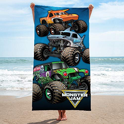 Monster Jam Kids Bath & Beach Towel - Super Soft Cotton 28 x 58 Inches