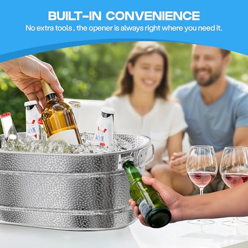Small Galvanized Beverage Tub with Handles - 3 Gallon Ice Cooler for Parties