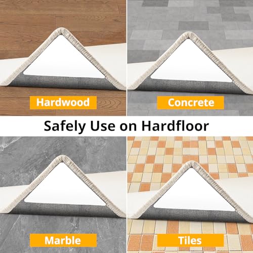 12PCS Anti-Slip Rug Tape Grippers for Hardwood Floors, Reusable Rug Stickers