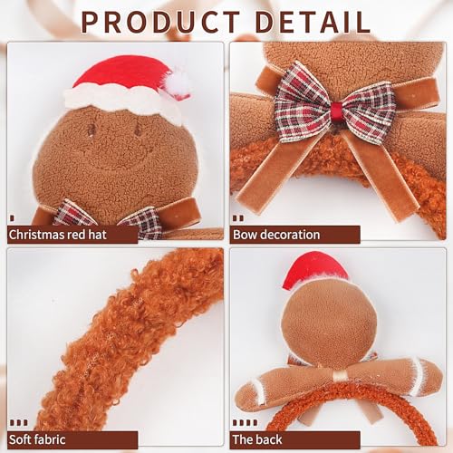 Christmas Gingerbread Headband - Plush Holiday Hair Accessory for Women & Girls