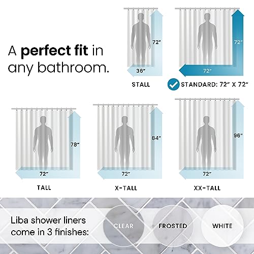 LiBa PEVA 8G Clear Shower Curtain Liner 72x72 Waterproof