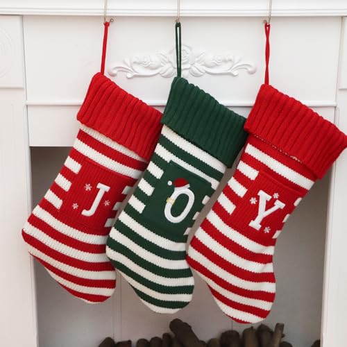 Personalized Knit Monogram Christmas Stocking with Embroidered Pocket, 18 Inch