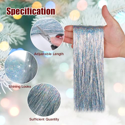5000 Strands Silver Christmas Tree Icicles Tinsel - 19.7" Foil Garland