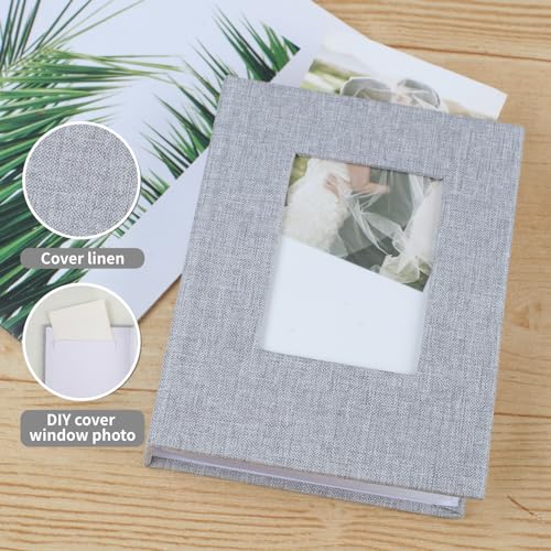 2-Pack 4x6 Linen Photo Album, Small Picture Book with Cover Window