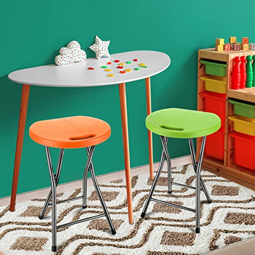 Set of 6 Portable Folding Stools, 18-Inch Stackable Chairs with Handle