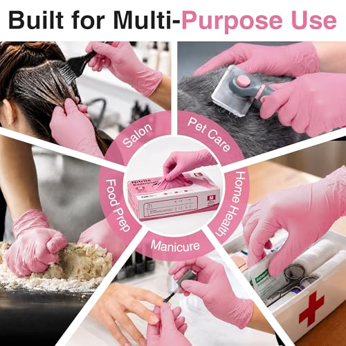 Pink Nitrile Exam Gloves - 4 Mil Powder-Free & Latex-Free Disposable