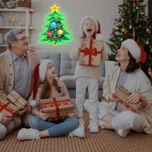 Colorful Christmas Tree Neon Sign Battery & USB Powered Holiday Decor