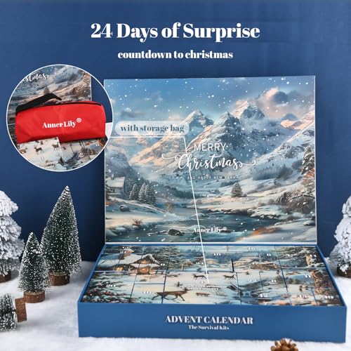 24-Day Survival Gear Advent Calendar - Tactical Camping Tools Countdown Kit