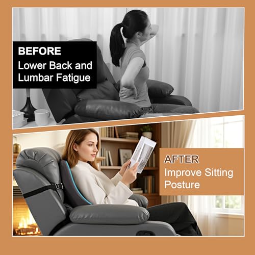 Extra Long Lumbar Support Pillow for Recliner Chair - Ergonomic Memory Foam Cushion