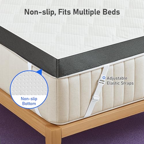 Extra Firm Queen Mattress Topper - 3 Inch High Density with Washable Cover