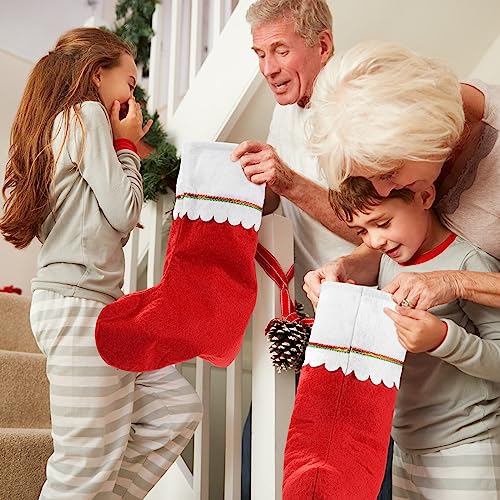 Shojoy 36 Pack Red Felt Christmas Stockings 18" Xmas Fireplace Hanging Decor