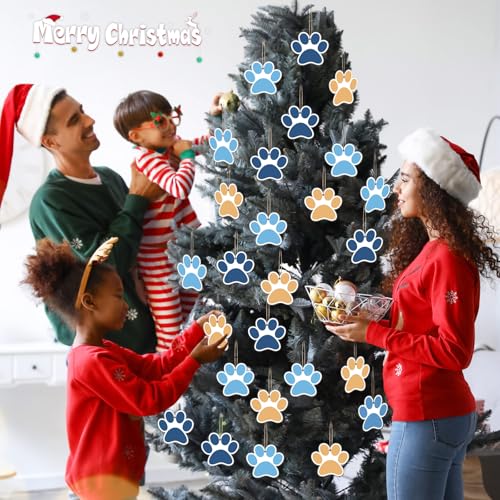 Woanger 60 Pcs Cartoon Orange Blue Dog Christmas Tree Ornaments (Dog Variation)