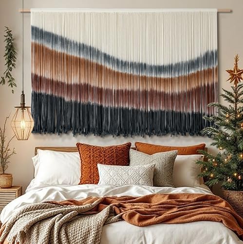 Large Macrame Wall Hanging - Boho Tie-Dye Tapestry 57x35" Woven Wall Art