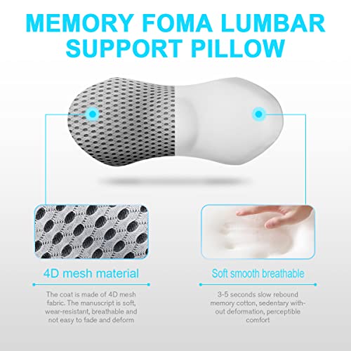 Memory Foam Lumbar Support Pillow for Office Chairs - Pain Relief