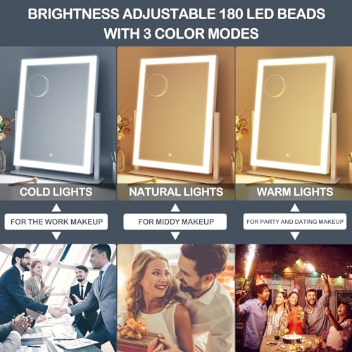 Hollywood Lighted Makeup Mirror with 3 Color Modes & Smart Touch, 17.2x13.6"