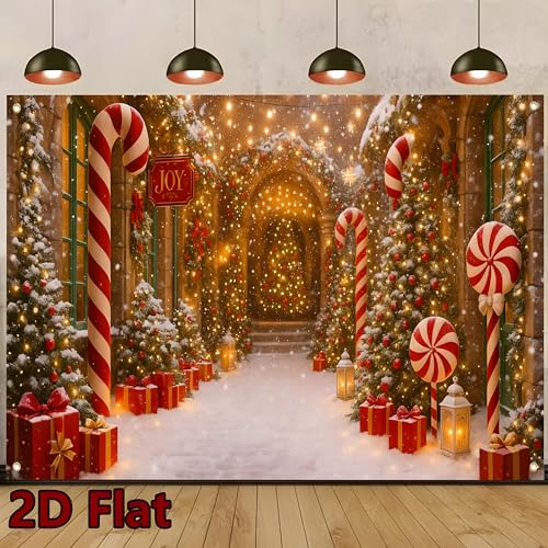 KKYEJLQYI Candy Street Christmas Banner 71x41 Inches Holiday Wall Decor