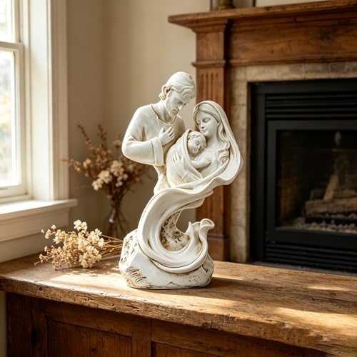 Holy Family Statue Nativity Scene Resin Figurine for Desk & Tabletop Decor
