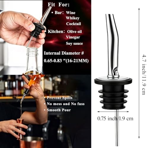 KIBARTOL Silver 1 Jigger - 2 Pourers Professional Stainless Steel Bartender Measuring Tool