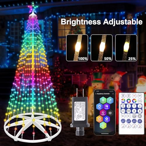 8ft AMIPEPE Smart RGB LED Cone Christmas Tree with Star Topper, Music Sync, App & Remote 388 LEDs