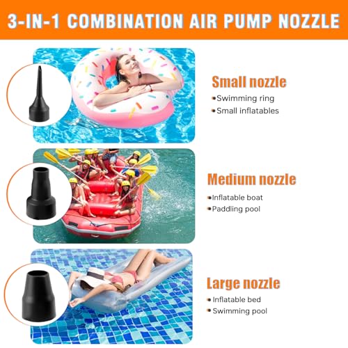 Air Pump Replacement Nozzles Set - 3 Sizes for Inflatable Toys & Mattresses