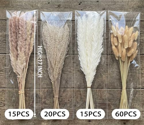 110-Stem Dried Pampas Grass Bouquet - 17-Inch Boho Floral Decor
