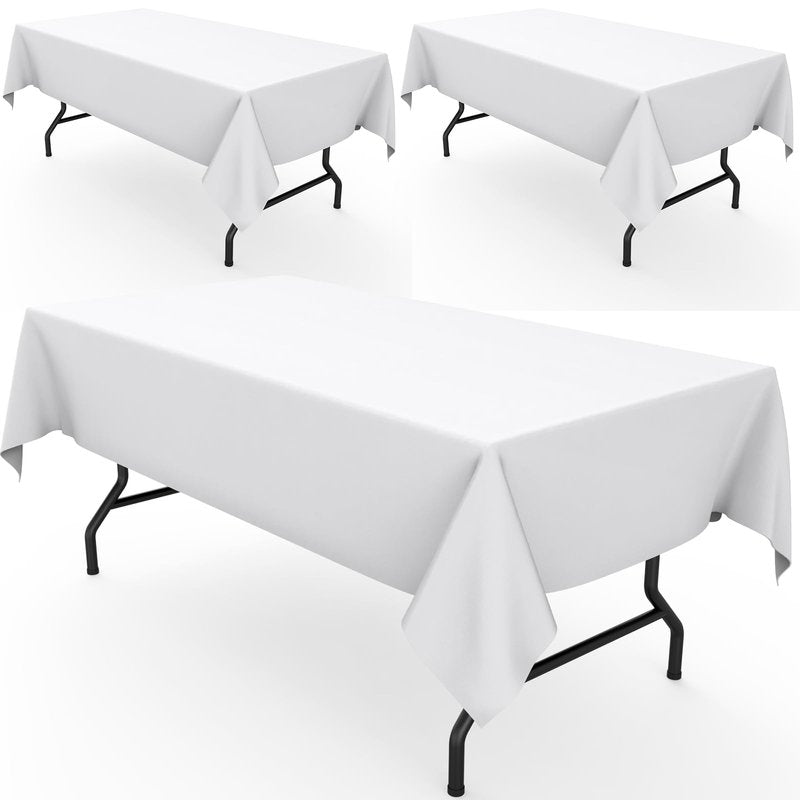 Pureegg Rectangle Table Cloth 60" x 102" – Durable Polyester Tablecloth Offers Reusable & Washable Protection, Ideal for Outdoor Party, Picnic, Wedding, Banquet and Birthday, 3 Pack, White