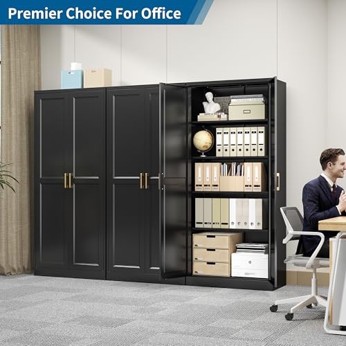 71" Tall Metal Storage Cabinet, Heavy Duty Pantry Cupboard with 4 Adjustable Shelves