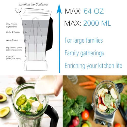 64oz Blender Pitcher Replacement Container for Classic Series Blenders