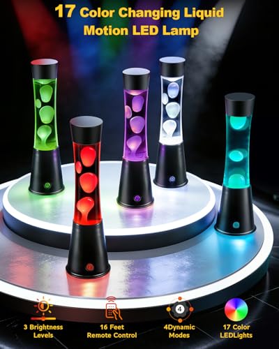 AONESY Liquid Motion Lamp with Remote, 17 Colors & 12H Timer - Modern LED Table Night Light for Bedroom, Office, Dorm, Gift