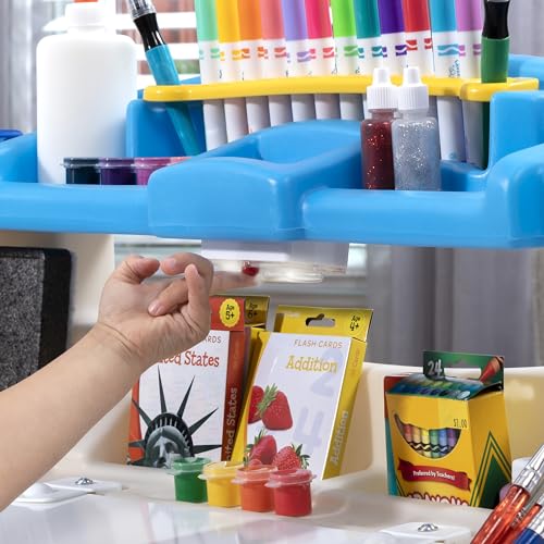 Kids Art Master Desk and Chair Set with Storage and Built-in Lamp