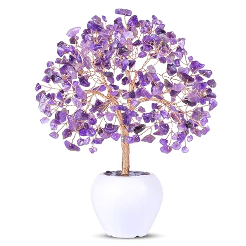 Amethyst Chakra Money Tree with Copper Wire, Feng Shui Desk Decor – Reikved