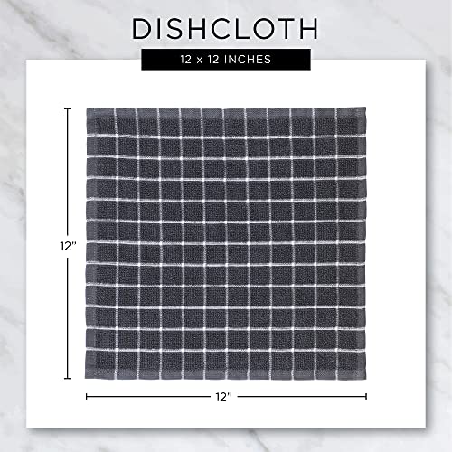 DII Basic Terry Collection Solid Windowpane Dishcloth Set, 12x12, Red, 6 Piece