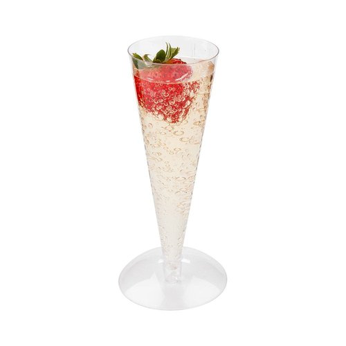 Restaurantware 2.5 Ounce Plastic Champagne Flutes 100 Long Disposable Mimosa Glasses - Flute Stands And Bases Sold Separately Sturdy Clear Plastic Party Toasting Glasses For Weddings Or Events