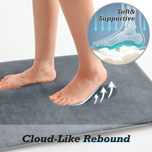 HUXMEYSON 3-Piece Memory Foam Bathroom Rug Set, Non-Slip & Absorbent Grey
