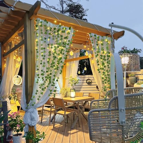 Artificial Ivy Vines with 100 LED String Lights - 12 Pack Fake Garland